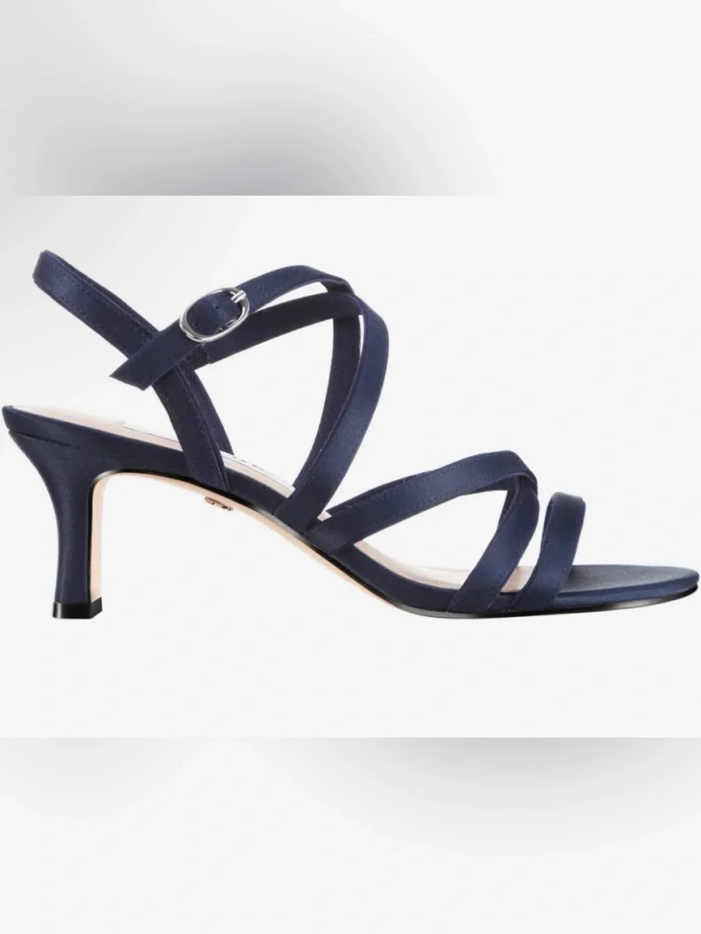 Nina Genaya New Navy Satin Kitten Heel | Size: 6W - Picture 2 of 8